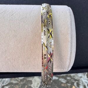 Bangle Bracelet Gold Tone Etched Design Costume Jewelry 2.5"‎ Diameter